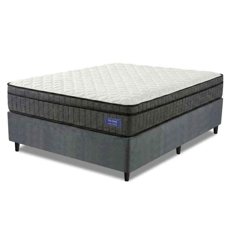 Cama Box Colchão Casal Ortopédico D33 Euro Pillow Ultra 138x188x63cm Cinza