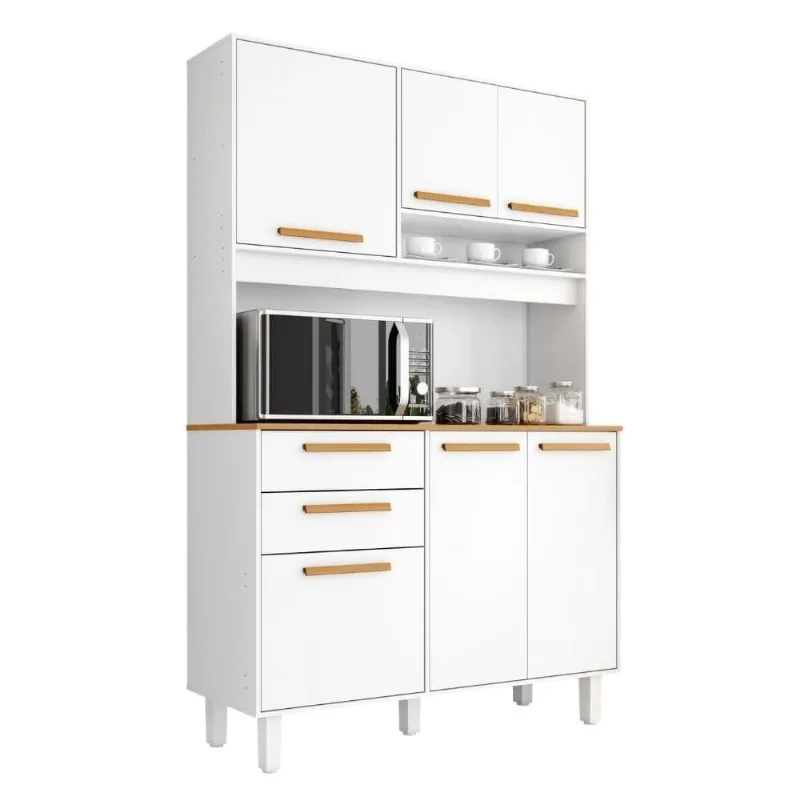 Armário De Cozinha Completa 6 Portas 2 Gavetas Porto Branco