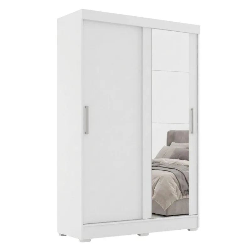 Guarda Roupa Solteiro Luci 2 Portas de Bater 2 Gavetas MDP Branco J&A Móveis
