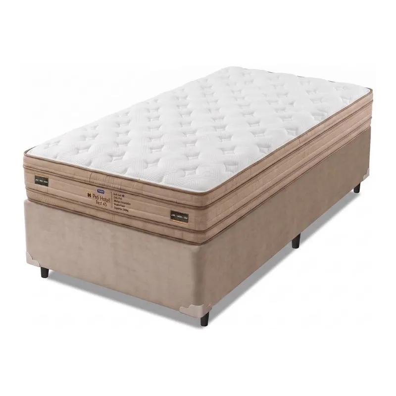 Cama Box Solteiro Molas Ensacadas Euro Pillow Double Face Pró Hotel 88x188x69cm Probel Até 150kg