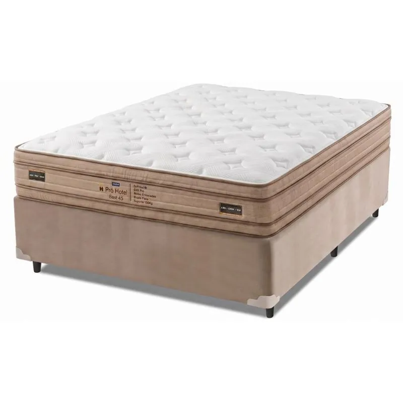 Cama Box Casal Molas Ensacadas Euro Pillow Double Face Pró Hotel 138x188x69cm Probel Até 150kg