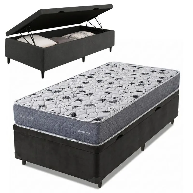 Cama Box Baú Solteiro Double Face AG65 Eclipse 88x188x61cm Herval - Suporta até 150kg