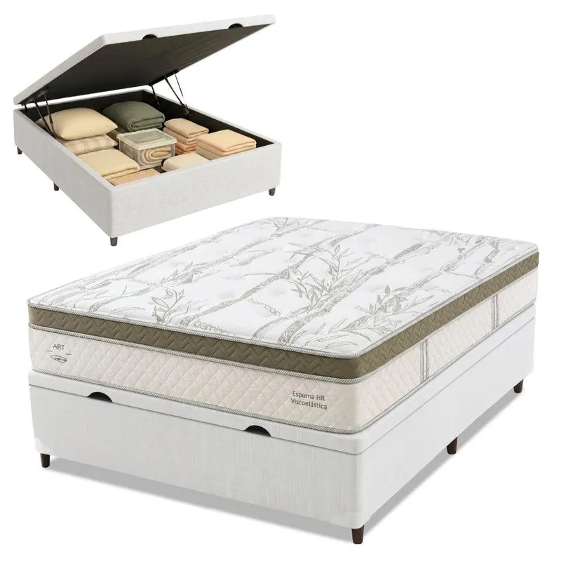 Cama Box Baú Casal Molas Ensacadas Euro Pillow Charlot 138x188x74cm Herval