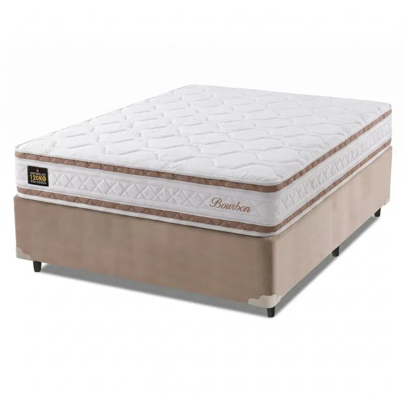Cama Box Queen Molas Ensacadas Bourbon 158x198x58cm Hellen - Suporta até 110 kg por pessoa