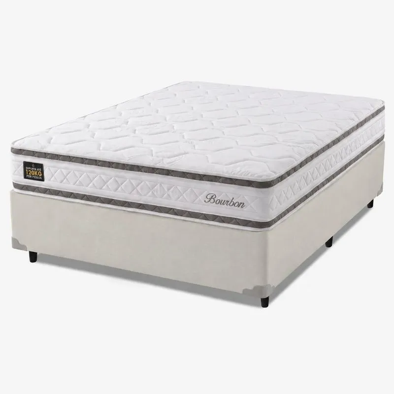 Cama Box Casal Molas Ensacadas Bourbon 138x188x58cm Hellen - Suporta até 110 kg por pessoa
