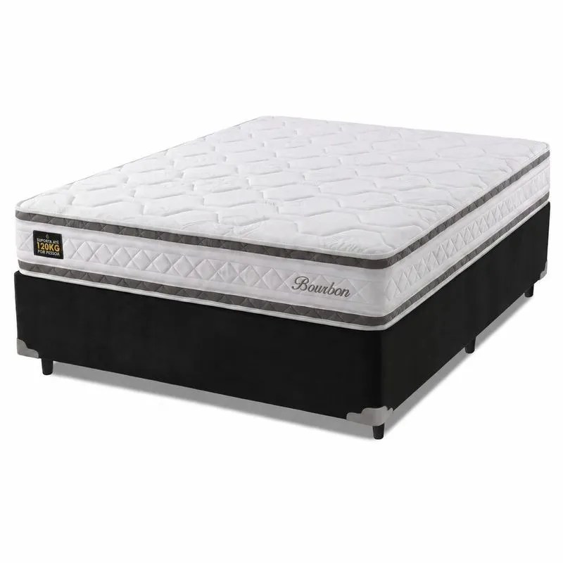 Cama Box Queen Molas Ensacadas Bourbon 158x198x58cm Hellen - Suporta até 110 kg por pessoa