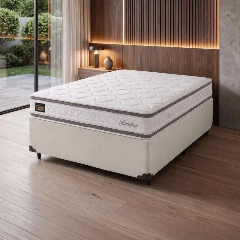 Cama Box Queen Molas Ensacadas Bourbon 158x198x58cm Hellen - Suporta até 110 kg por pessoa
