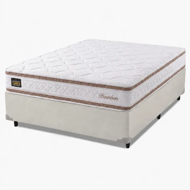 Cama Box Queen Molas Ensacadas Bourbon 158x198x58cm Hellen - Suporta até 110 kg por pessoa