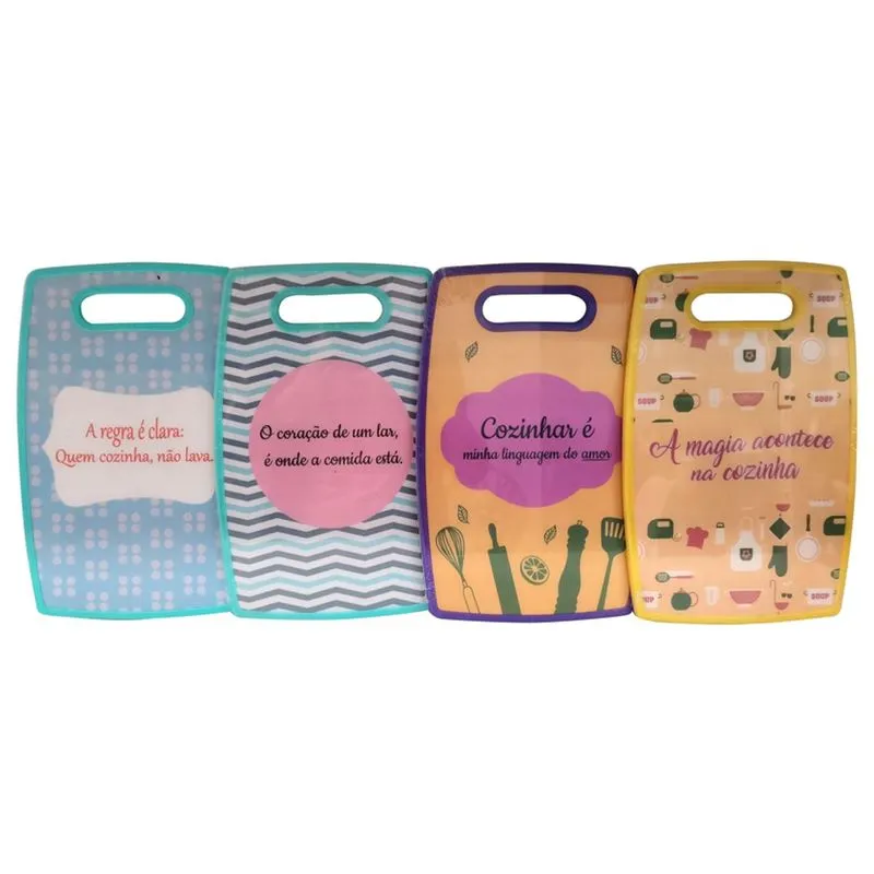 Tabua Para Corte Plastica Decorada 30x20 (1 Unidade) - Cores Variadas/Sortidas - Fratelli