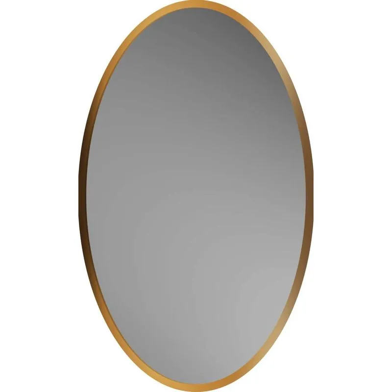 Espelho Oval Com Moldura Em Aluminio Dourado 50x70x4cm Euroquadros