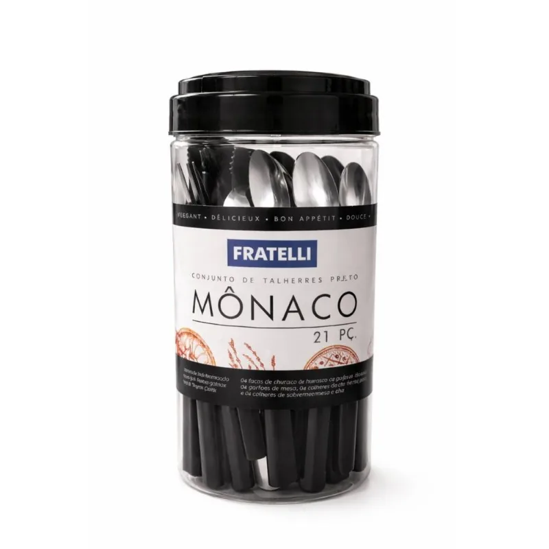 Conjunto de Talheres Mônaco 21 Peças - Preta