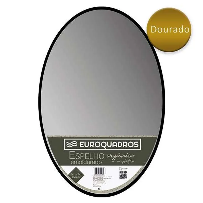 Espelho 1.8mm M Plast Oval 40x60 Ouro - Euroquadros