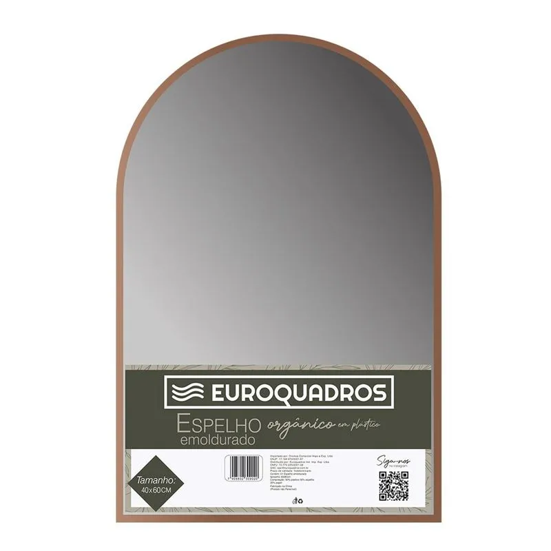 Espelho Arqueado 40x60 Com Moldura Plástica Rose Gold - Euroquadros