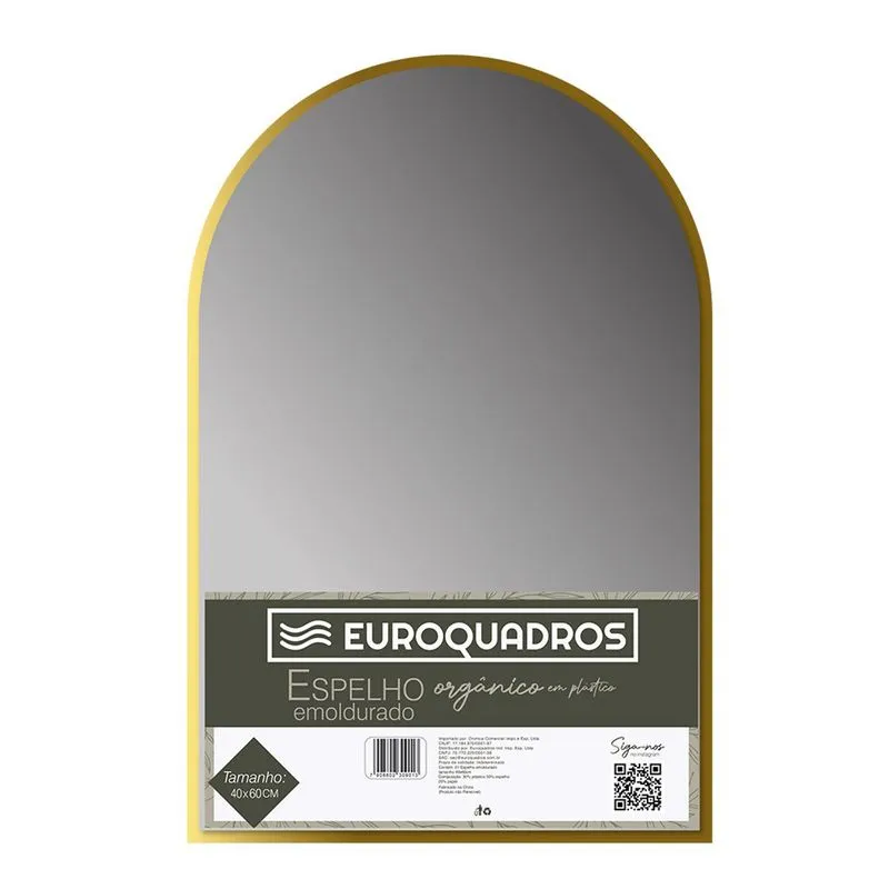 Espelho Arqueado 40x60 Com Moldura Plástica Ouro - Euroquadros