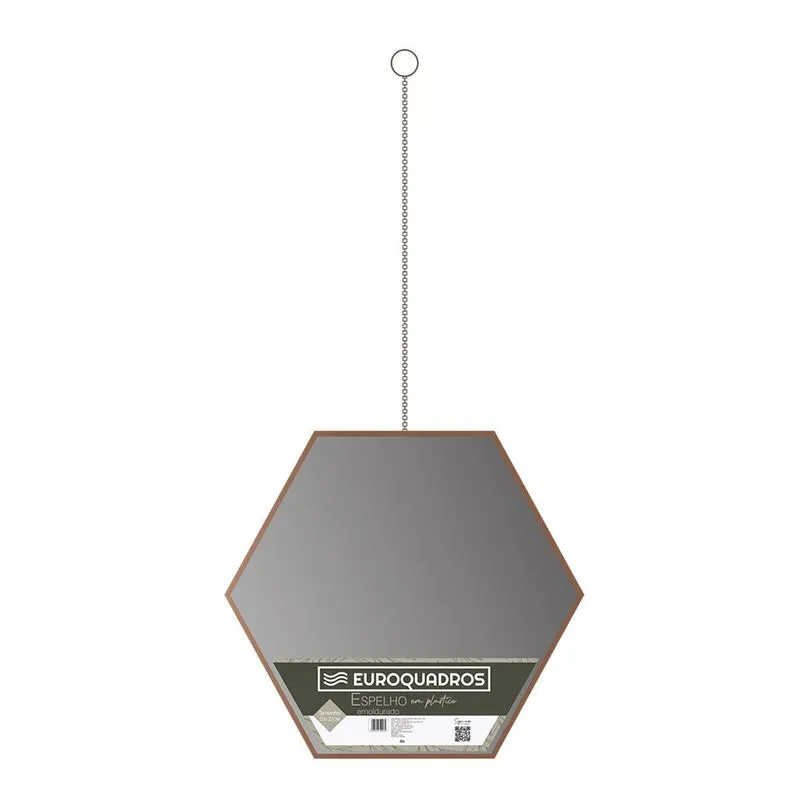 Espelho Hexagonal 20x22 Com Moldura Plástica Rose Gold - Euroquadros