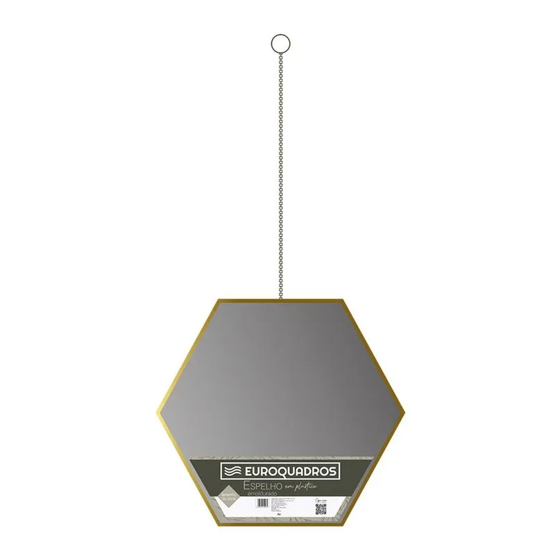 Espelho Hexagonal 20x22 Com Moldura Plástica Ouro - Euroquadros