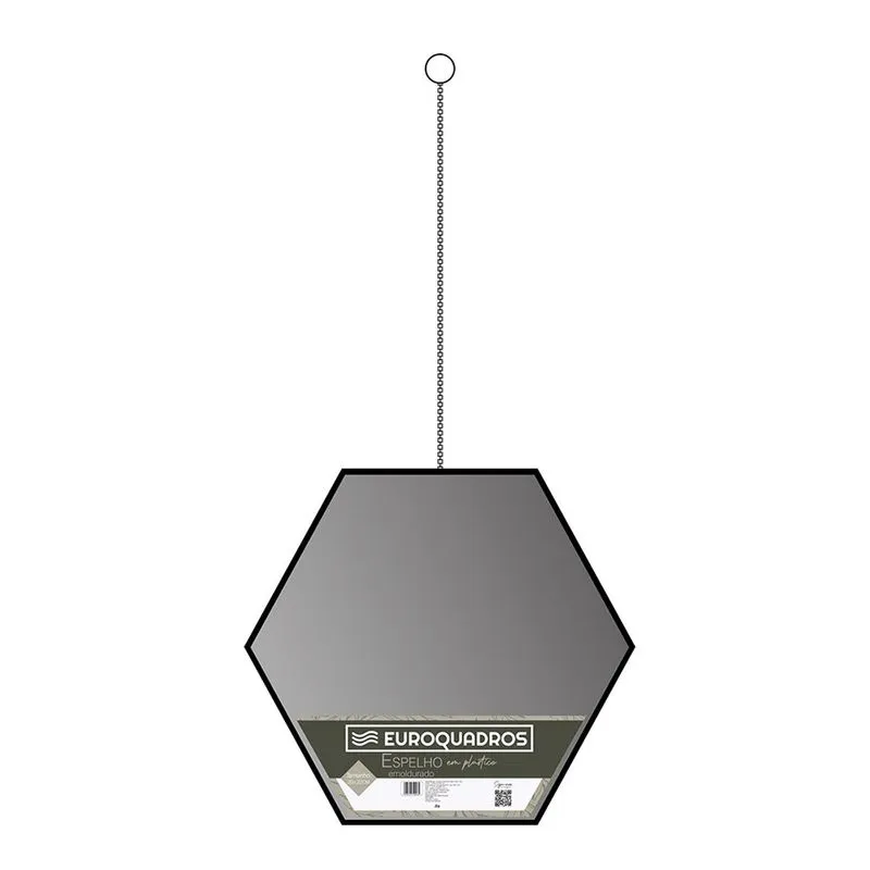 Espelho Hexagonal 20x22 Com Moldura Plástica Preto - Euroquadros