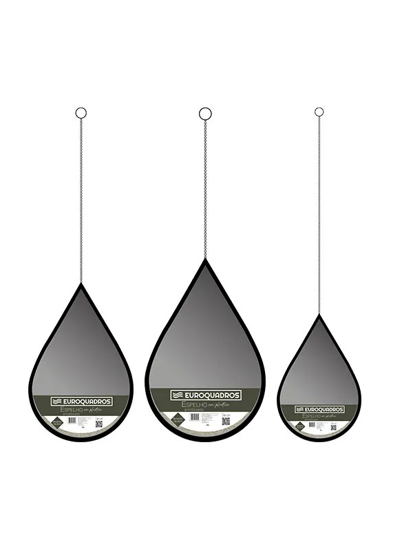Kit 3 Espelhos em Gotas Preto