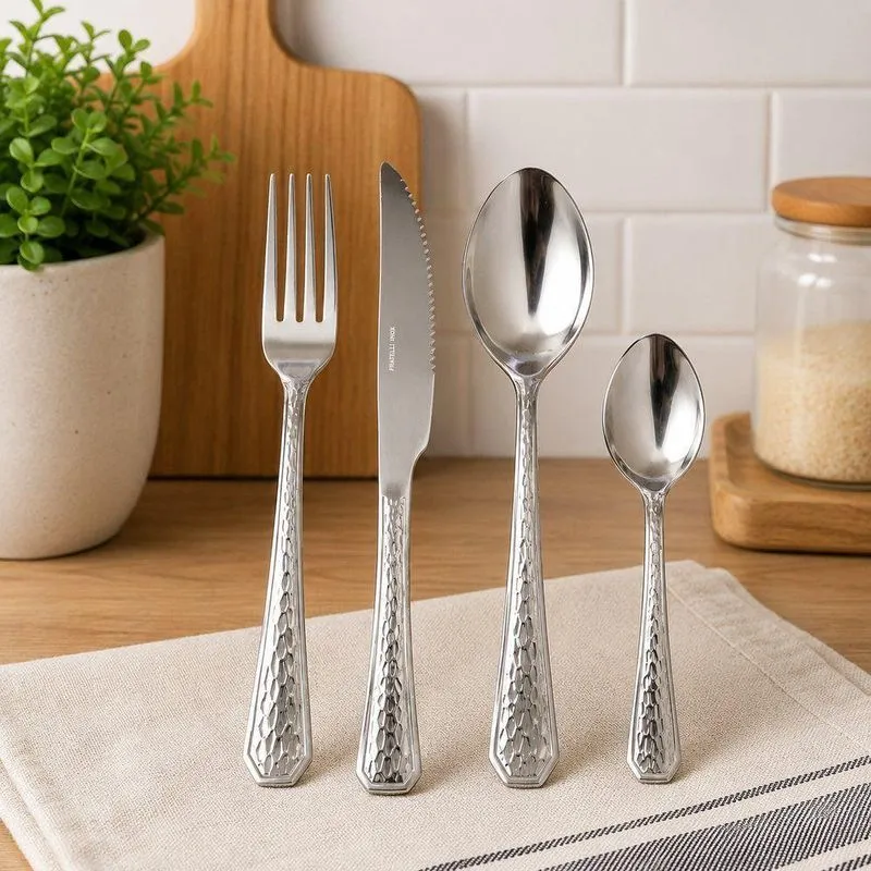 Conjunto De Talheres 24 Peças Aço Inox Polido Para Mesa Prata