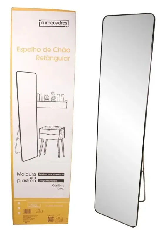 Espelho Capela Euroquadros Preto 146x36cm