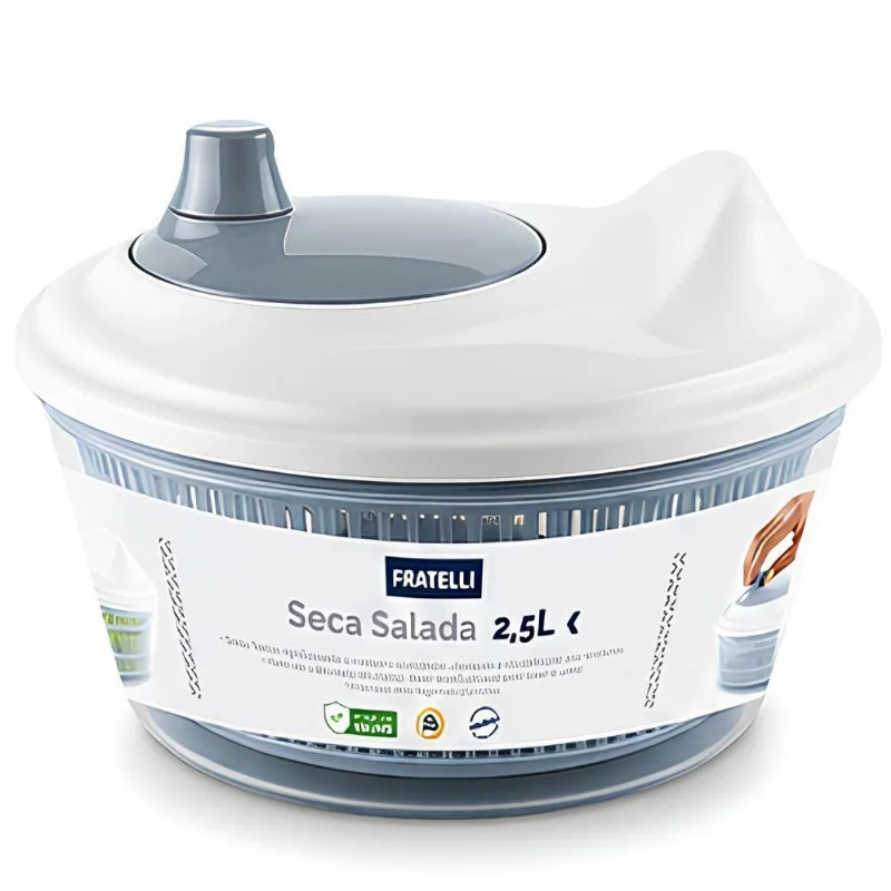 Secadora de Salada Manual para Alface Plástico Cozinha Cinza Fratelli 2,5l