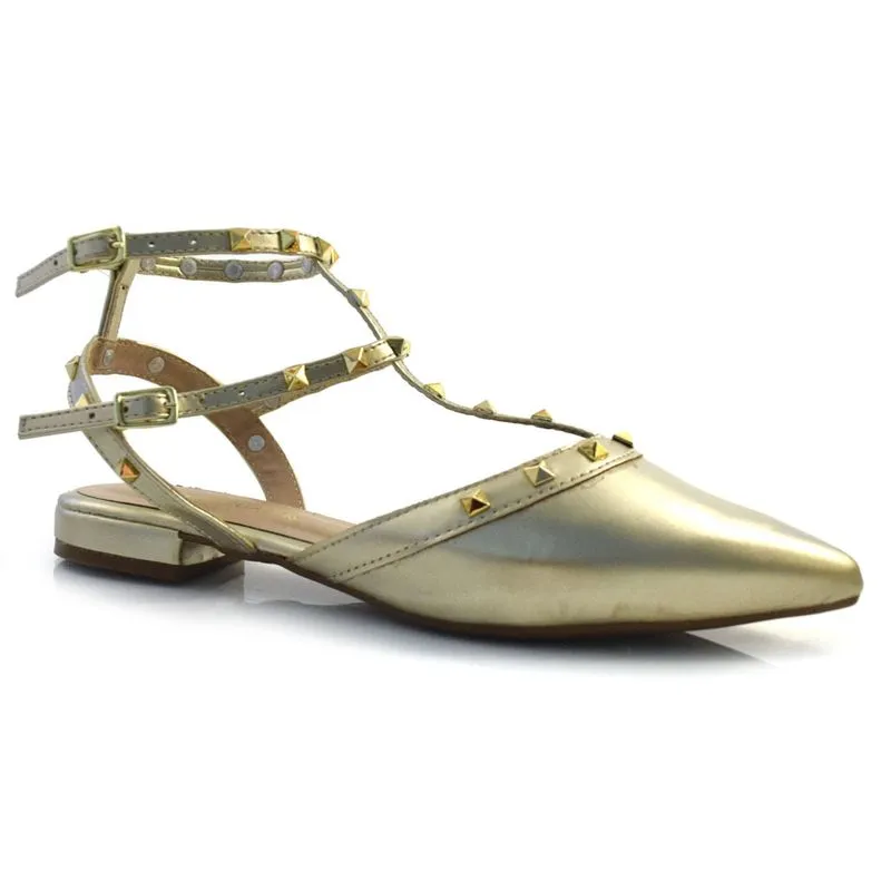 Sapatilha Slingback Feminina Cazzualen Dourado 4042-2025 38