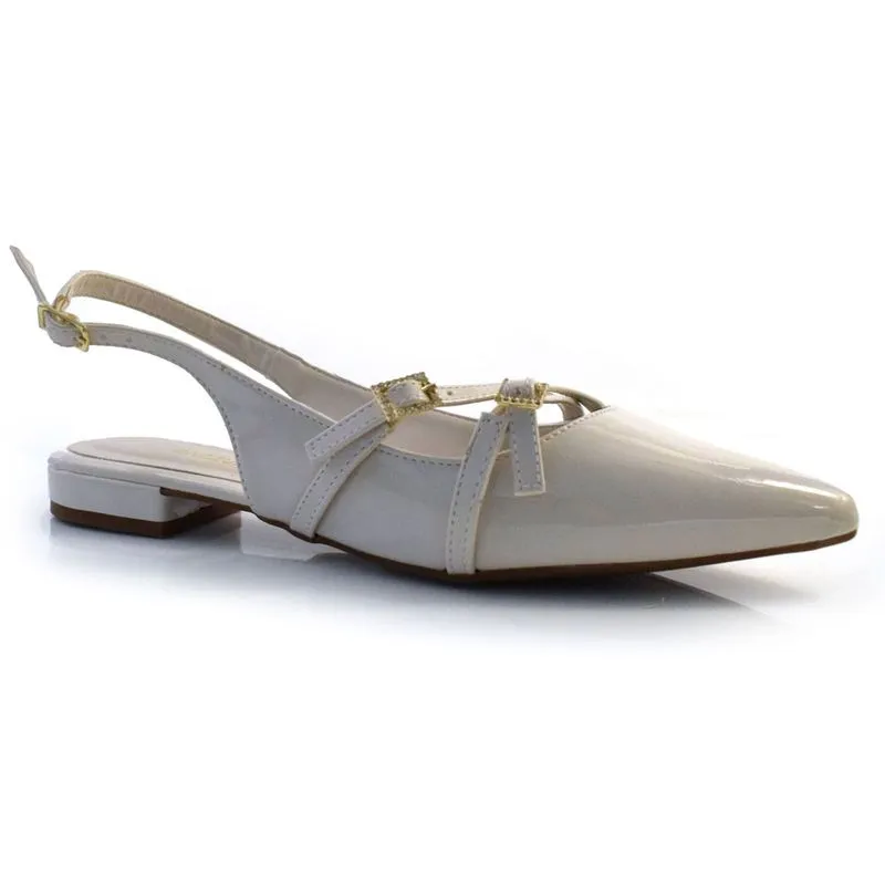 Sapatilha Slingback Feminina Cazzualen Off White 4046-2025 38