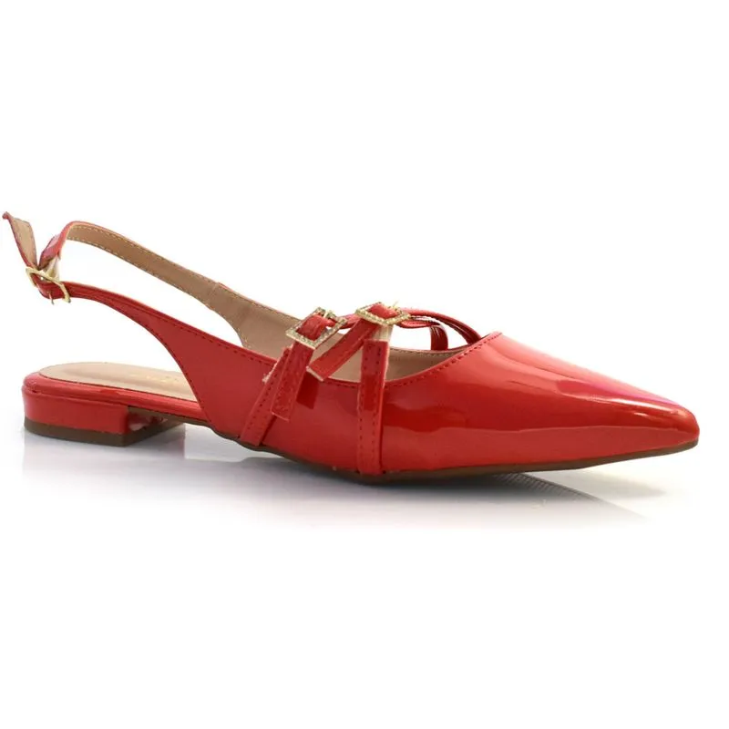 Sapatilha Slingback Feminina Cazzualen Vermelho 4046-2025 35