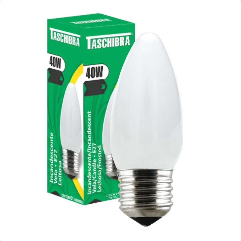 Kit 8 Lâmpadas Incandescente Taschibra Vela 40w E27 110v Ou