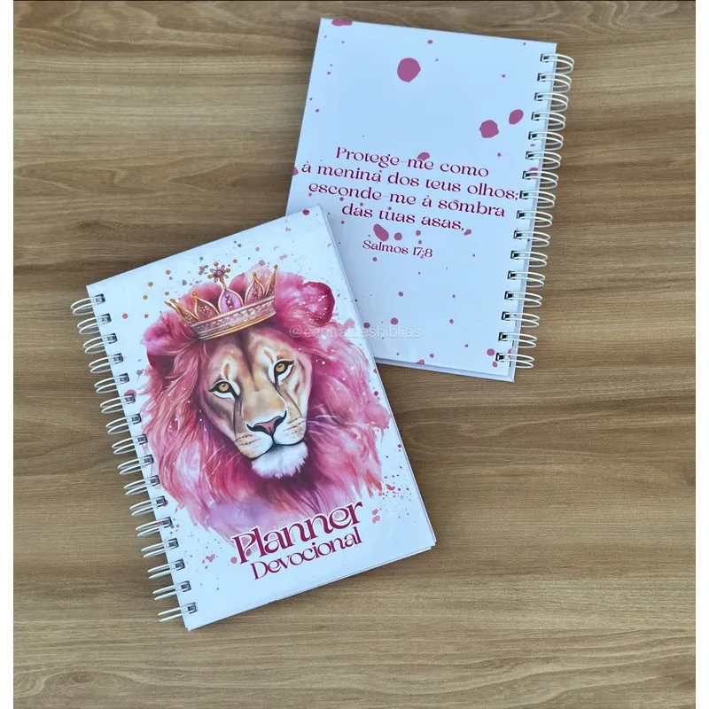 Planner agenda devocional leão rosa