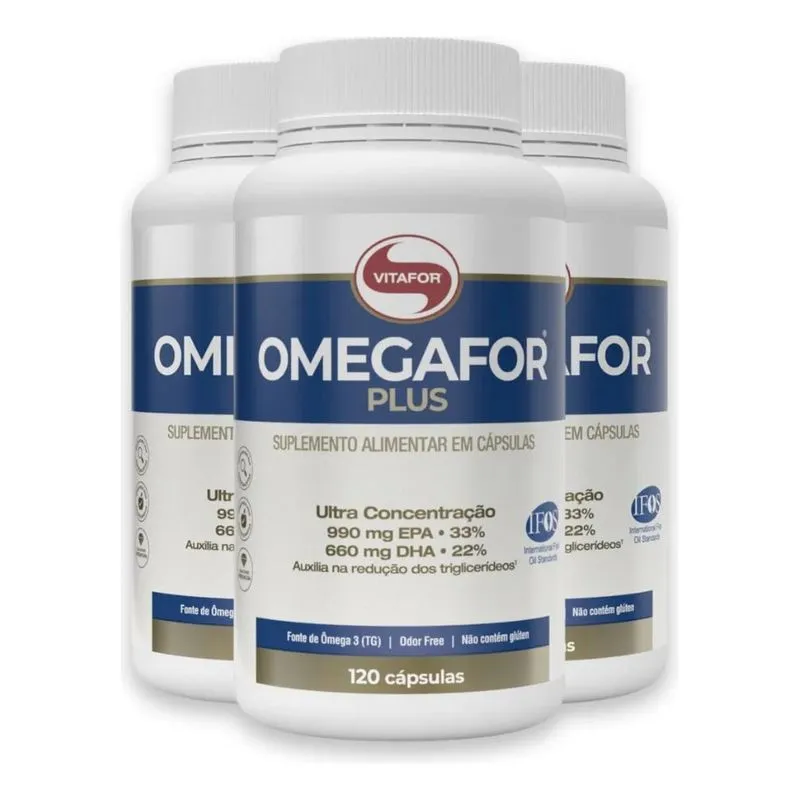 Kit 03 Omegafor Plus Ômega 3 120 Cápsulas Vitafor
