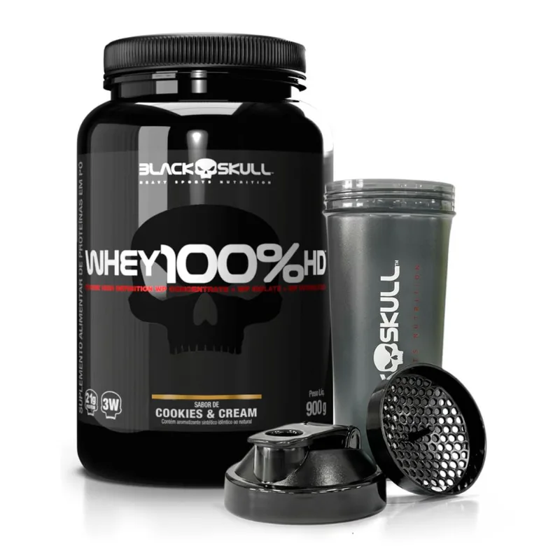 Combo Whey 100% HD Cookies 900g + Coqueteleira - Black Skull - Black Skull