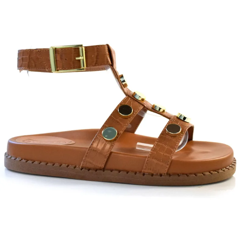 Sandália Flat Feminina Suzzara Marrom 60.024 37