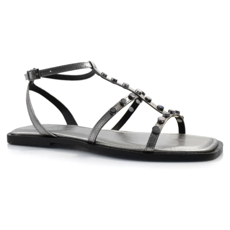 Sandália Rasteira Feminina Suzzara Prata 64.002 36