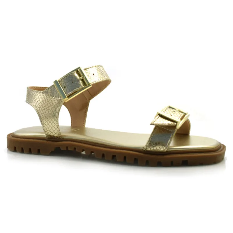 Sandália Rasteira Feminina Suzzara Dourado 65.006 37