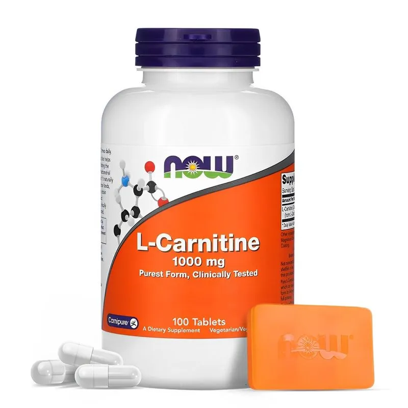 L-Carnitina 1000mg Now Foods Forma Pura 100 Tablet Importado + Porta Cápsulas