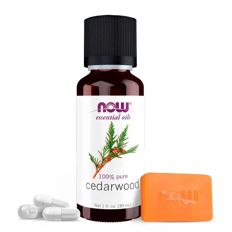 Óleo de Cedro 30ml Now Foods 100% Puro Importado + Porta Cápsulas
