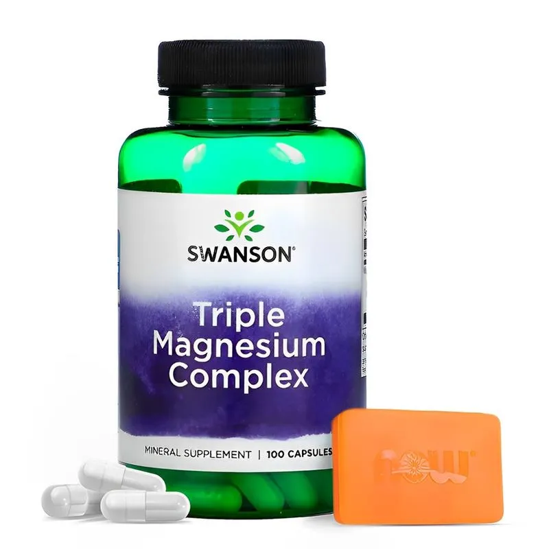 Complexo Triplo de Magnésio Swanson 100 Cáps Importado + Porta Cápsulas