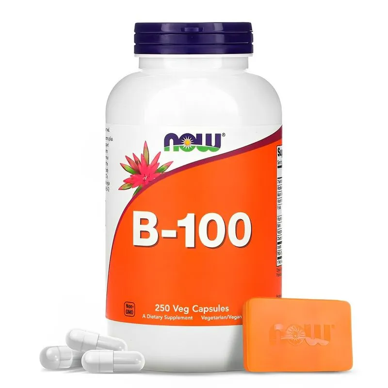 Vitamina B-100 Complexo B Now Foods 250Caps Importado + Porta Cápsulas