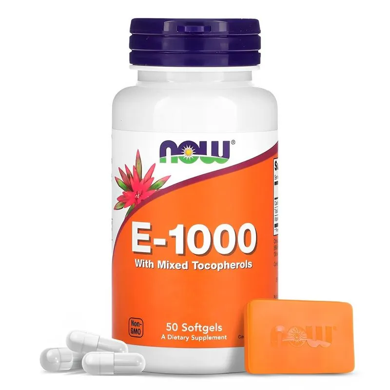 Vitamina E-1000 670mg Now Foods 50 Softgels Importado + Porta Cápsulas