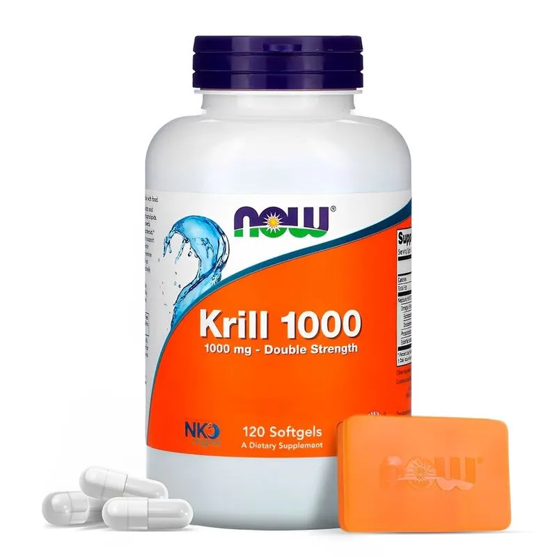 Óleo Krill 1000mg Now Foods Dupla Força 120Sft Importado + Porta Cápsulas