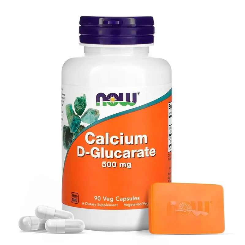 D-Glucarato Cálcio 500mg Now Foods 90Veg Caps Importado + Porta Cápsulas