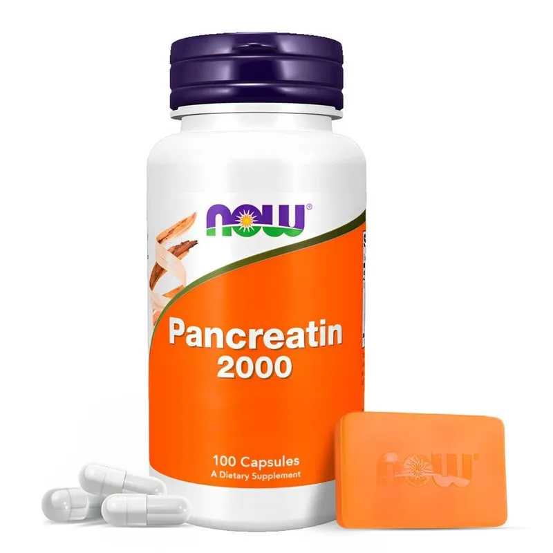 Pancreatina 2000 Now Foods 100 Veg Cáps Importado + Porta Cápsulas