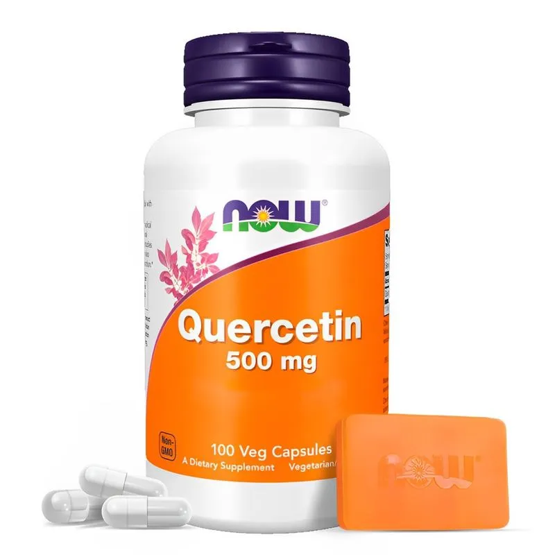 Quercetina 500 mg Now Foods 100 Veg Cáps Importado + Porta Cápsulas