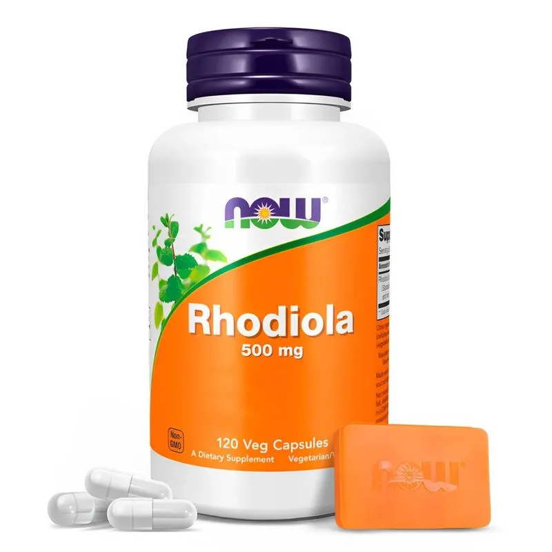 Extrato Rhodiola 500 mg Now Foods 120 Veg Cáps Importado + Porta Cápsulas