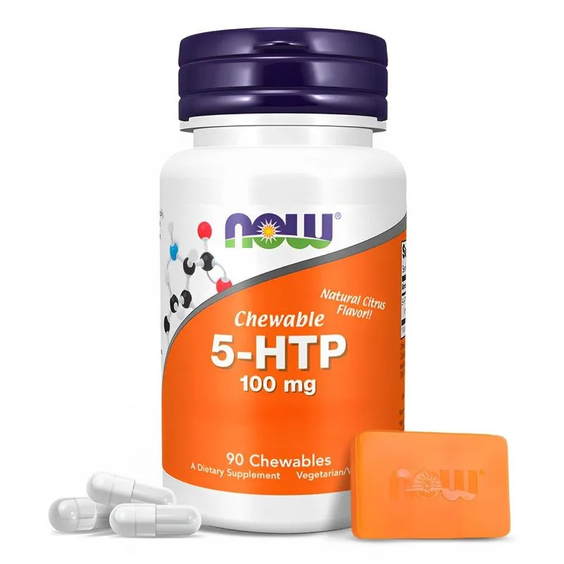 5-HTP 100mg Now Foods 90 Chewables Importado + Porta Cápsulas