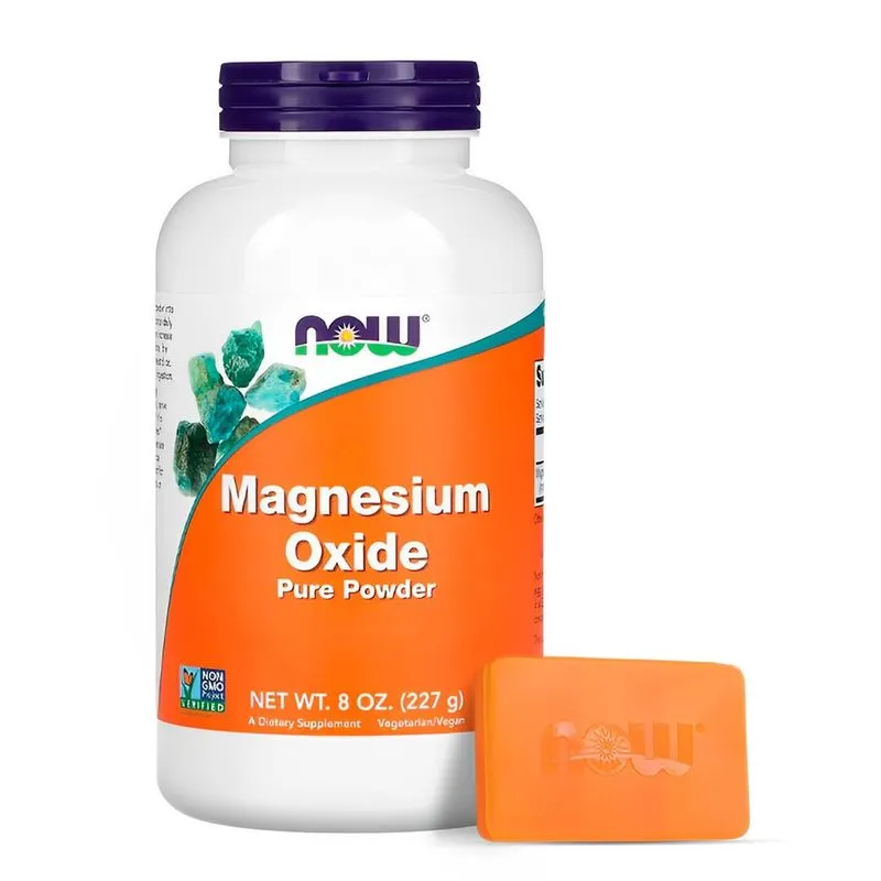 Óxido de Magnésio em Pó Now Foods 227g Importado + Porta Cápsulas