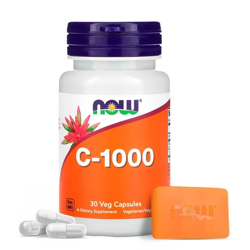 Vitamina C-1000 Now Foods 30 Veg Cápsulas Importado + Porta Cápsulas