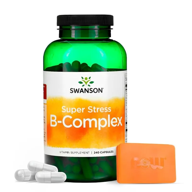 Complexo B com Vitamina C Swanson 240 Capsulas Importado + Porta Cápsulas