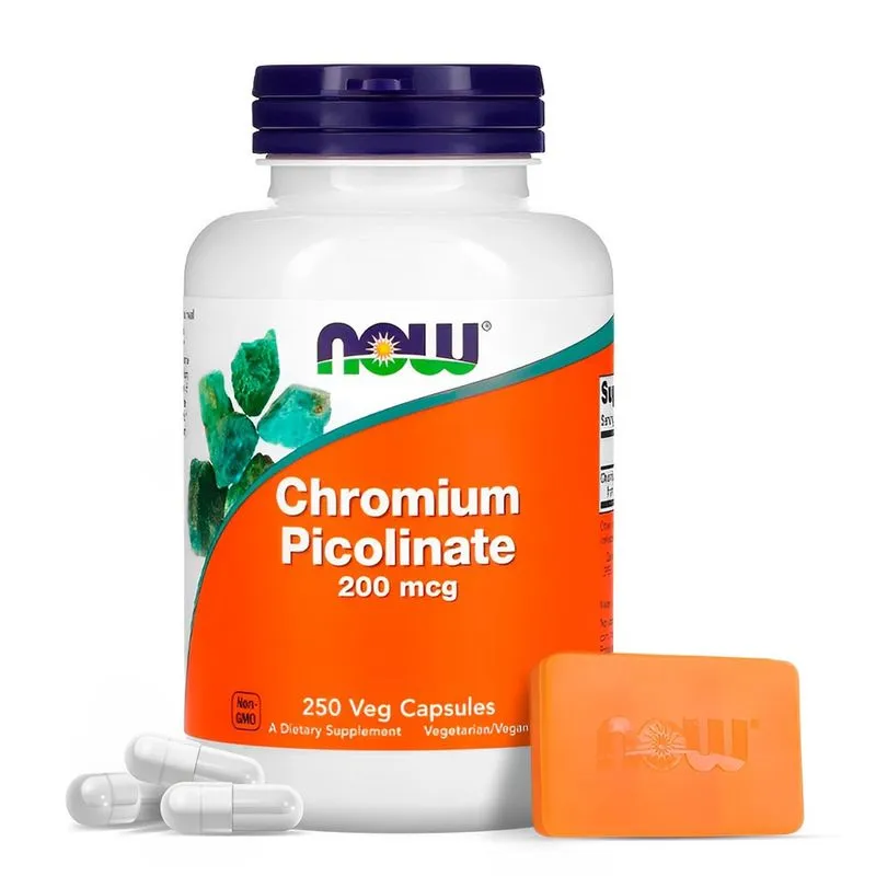 Chromium Picolinate 200 mcg Now Foods 250 Cáps Importado + Porta Cápsulas